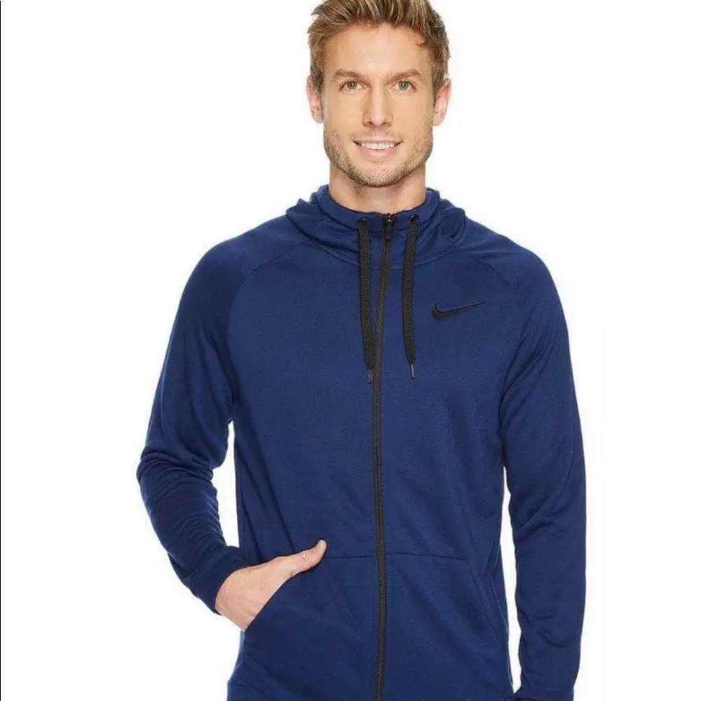 NWT Mens Nike dry training hoodie zip jacket coast blue drifit zise S 860465-429